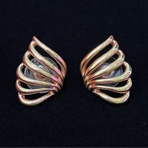 Monet Gold Tone Wing Earrings